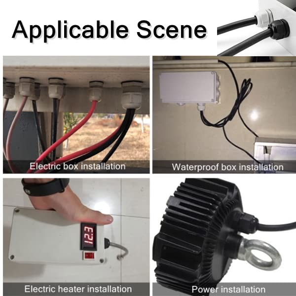 Fielect 5Pcs Waterproof Plastic PG21 Cable Glands Joints Adjustable