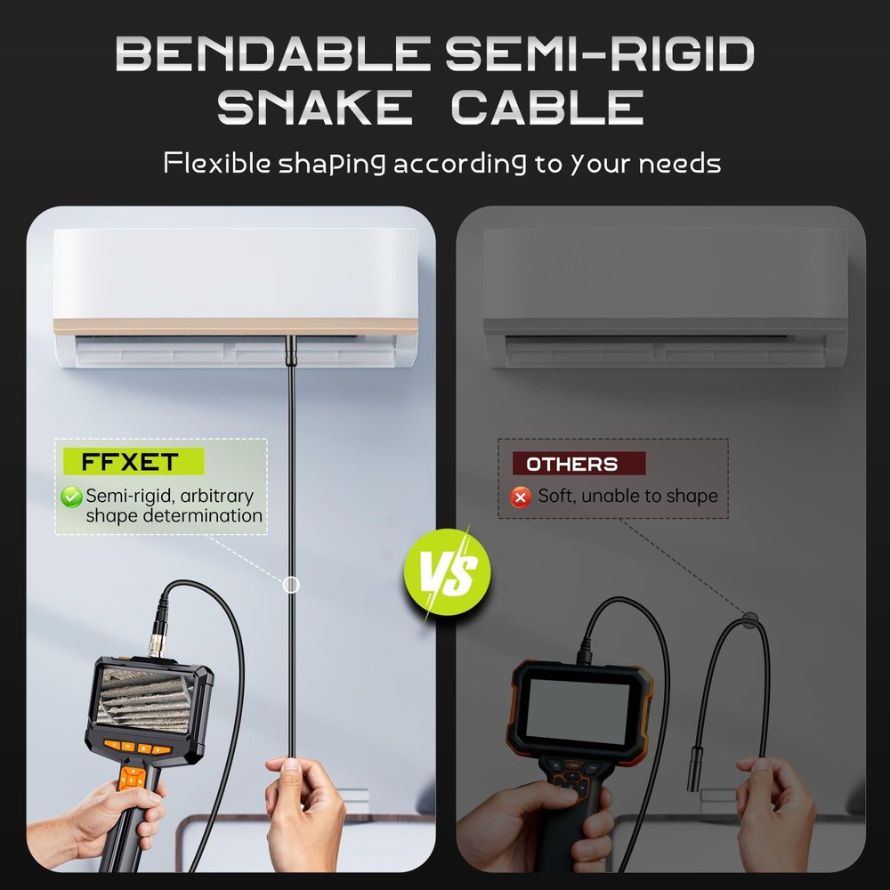 Borescope Camera with Light, 4.3" IPS 1080P HD Handheld Endoscope, 8 Adjustab...