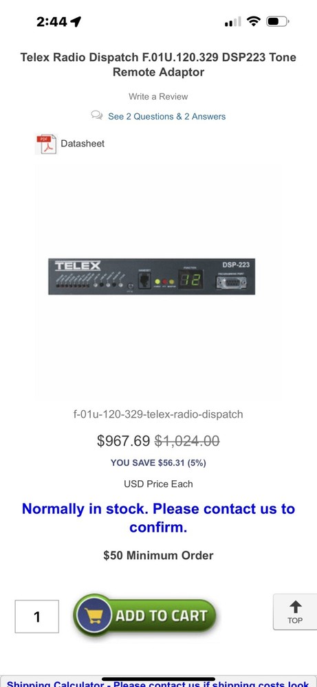 Telex IP-223 - Ethernet Remote Panel