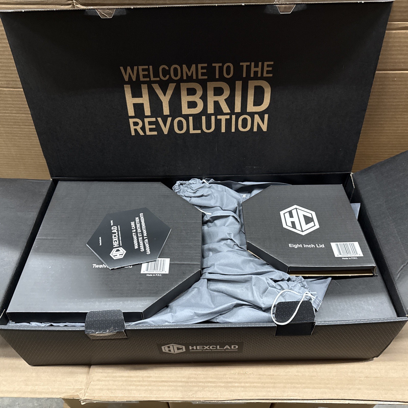 HexClad HC7 Hybrid Commercial Cookware, 7 Pieces Pan Lid and Wok Set, NEW