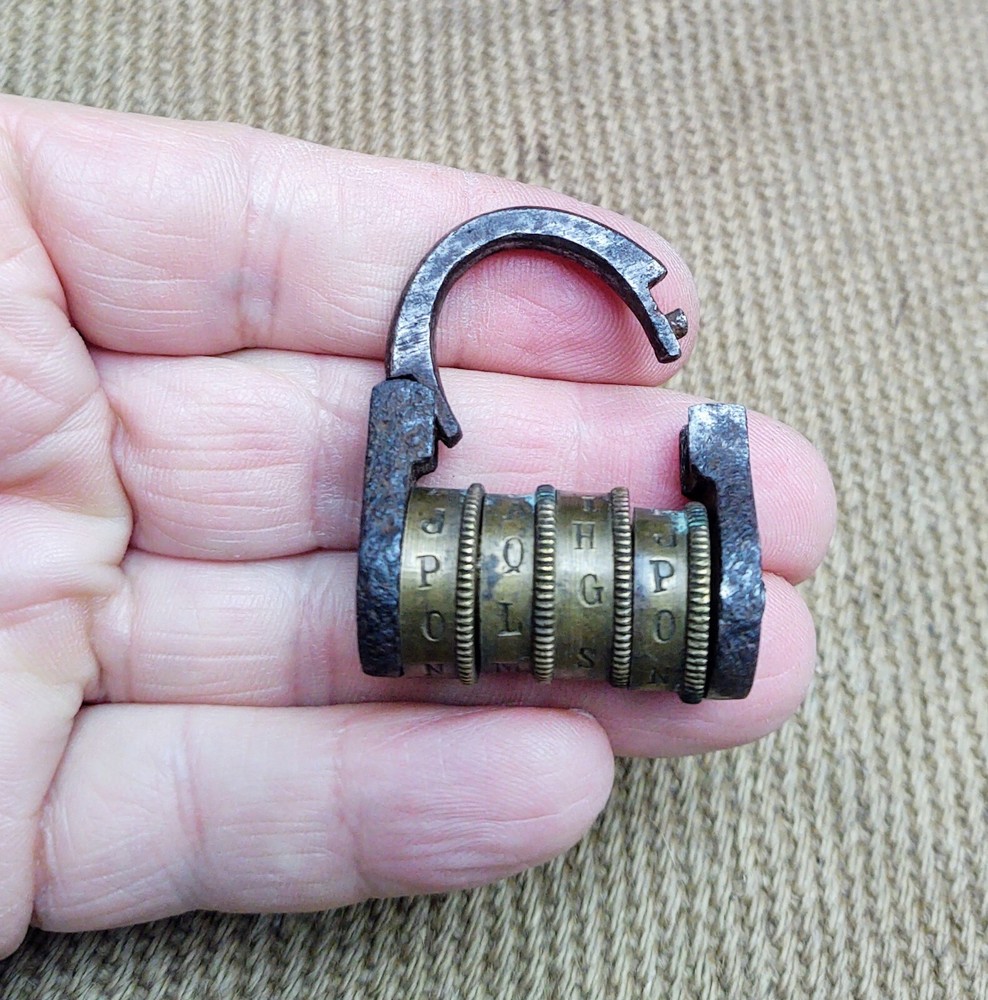Rare Antique Early Brass Combination Lock