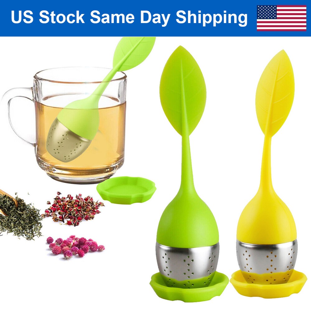 Silicone Tea Infuser Strainer Stainless Herbal Spice Filter Diffuser YellowGreen