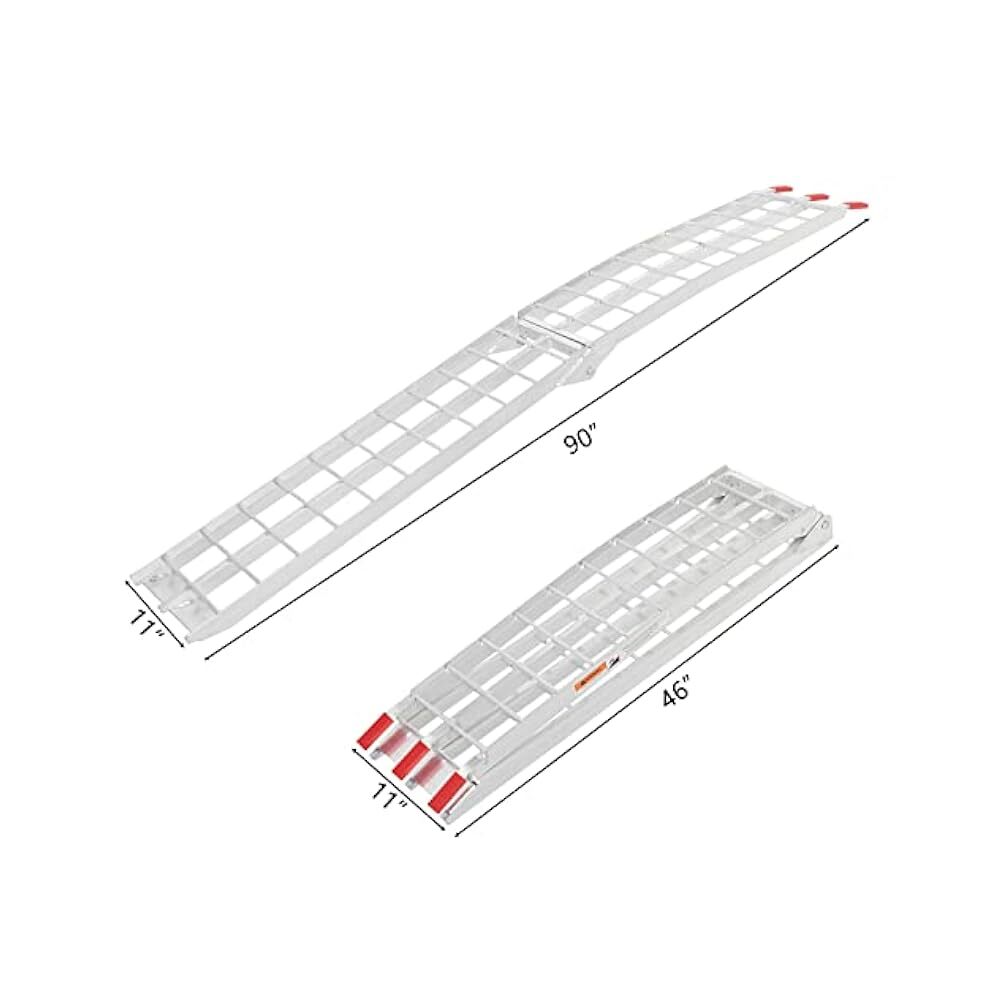 Foldable Motorcycle Loading Ramp, 7.5' Aluminum Arch, Secure with Straps