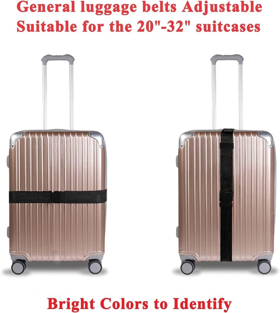 2 Pack Adjustable Suitcase Belts with Quick Release Buckle - Bright Colors