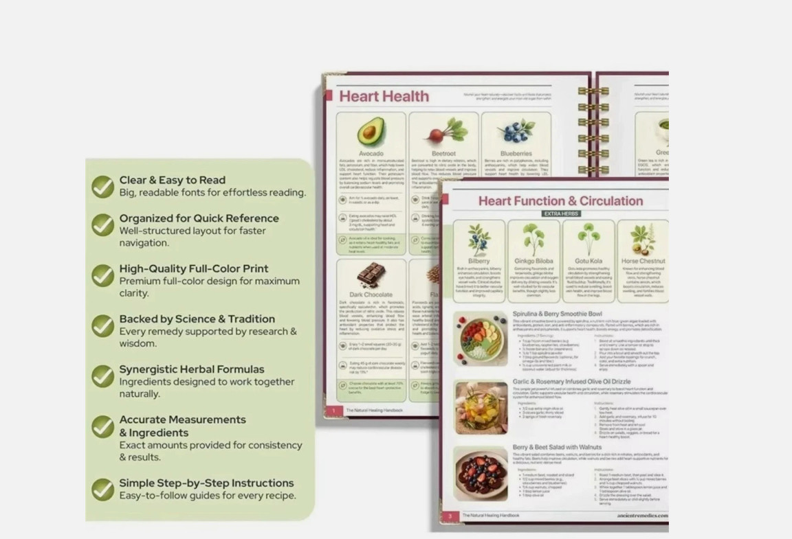The Natural Healing Handbook, Spiral-Bound Guide For Herbal Remedies And Natural