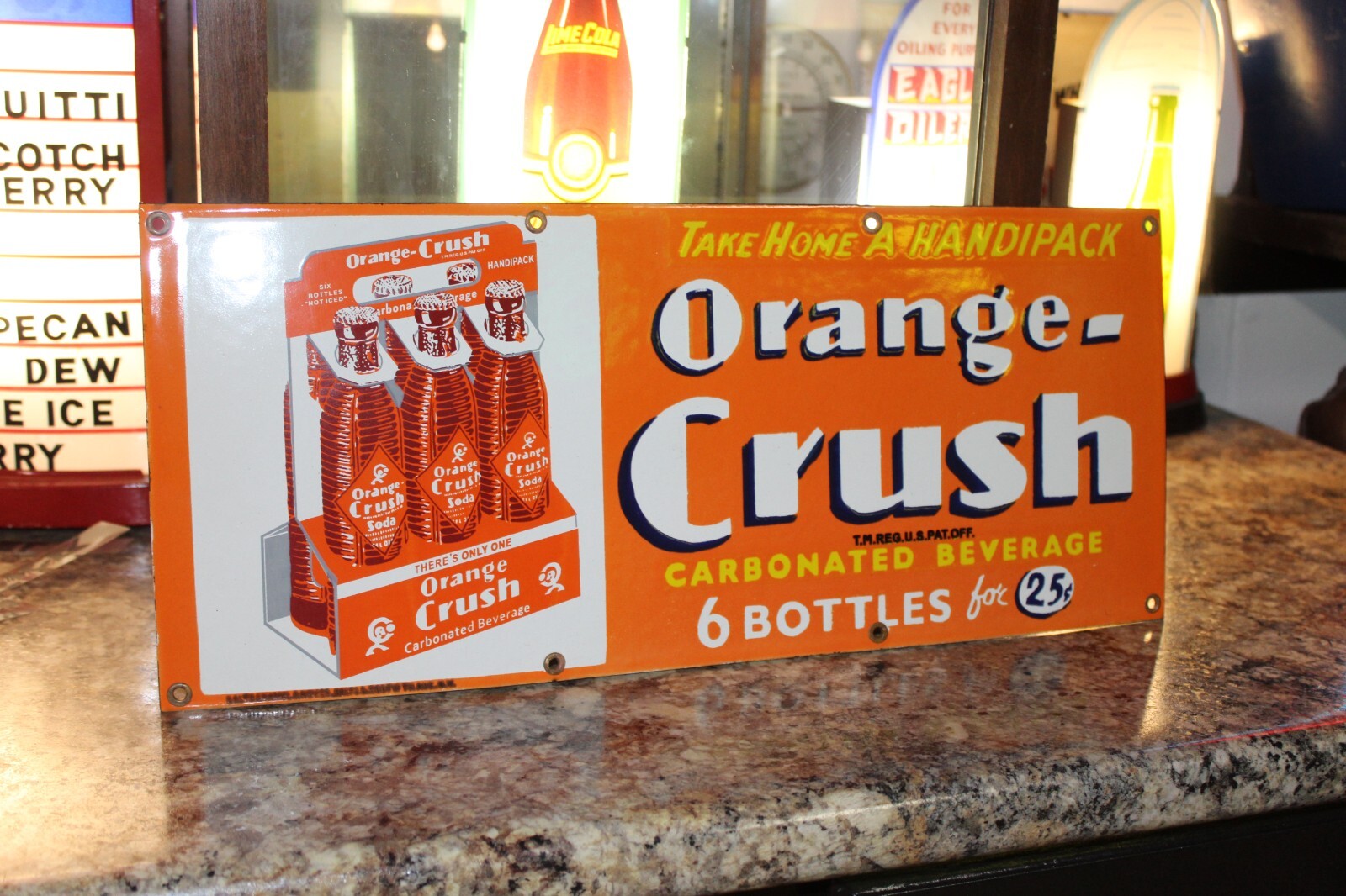 RARE ORANGE CRUSH HANDIPACK SODA POP DEALER PORCELAIN METAL SIGN COKE PEPSI GAS