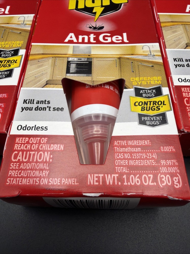 3x RAID ANT GEL Odorless Bug Control - 1.06 Oz Controls Prevents Bugs New Sealed