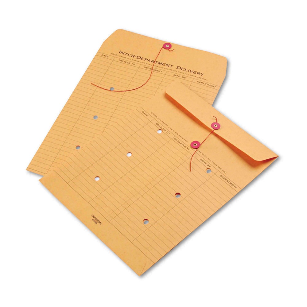 Universal Light Brown Kraft String & Button Interoffice Envelope 10¨x13¨ 100/Box