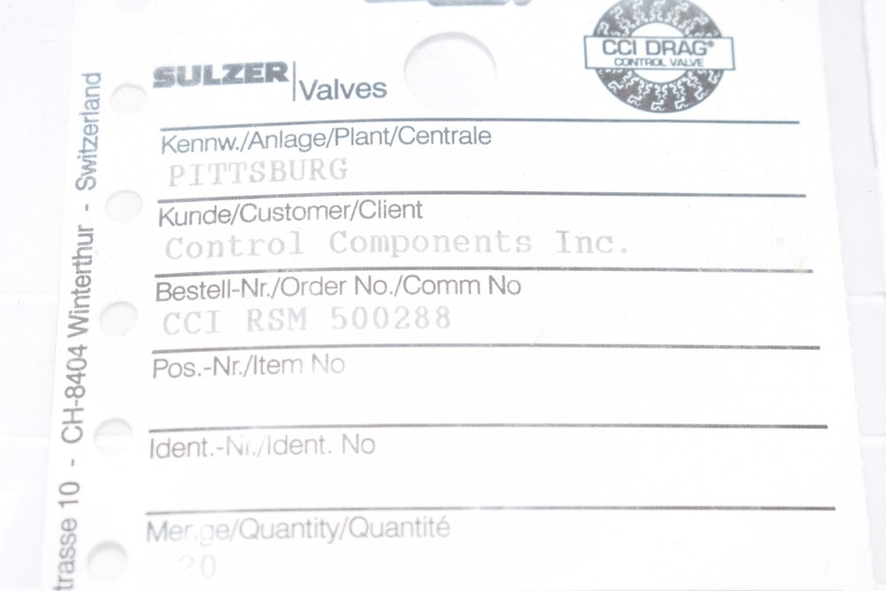 Pack of 20 NEW Sulzer Valves, Spring Washers