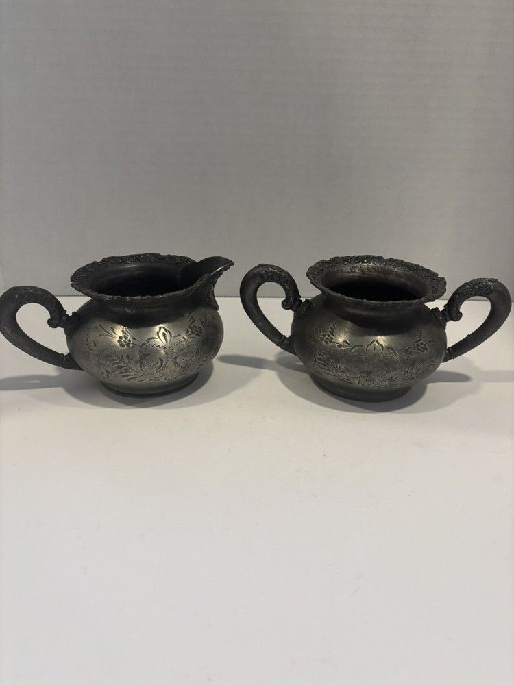 Antique Van Bergh & P Co Quadruple Plate Sugar & Creamer Set