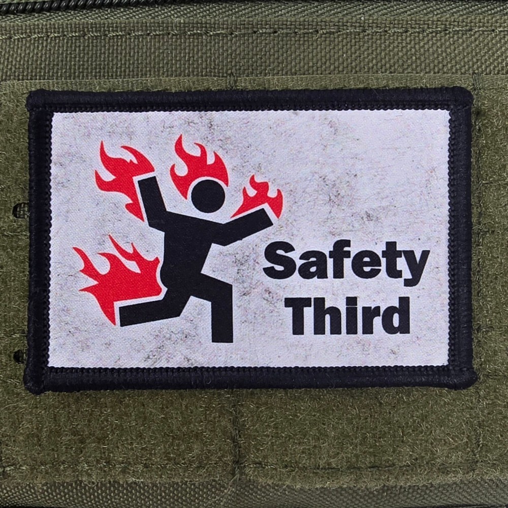 Safety Third Patch Moral Tactical Military Army USA Flag Hook & Loop 2x3