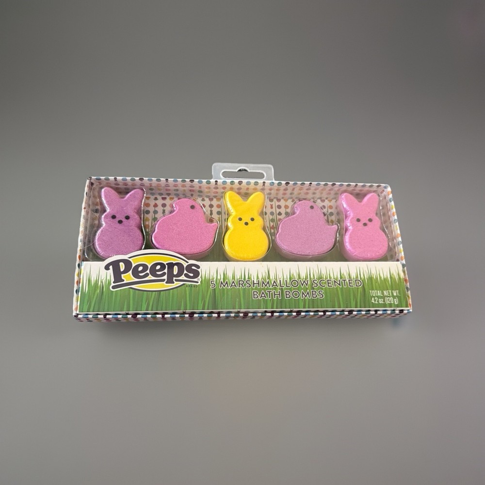 NEW 5 pc set MARSHMALLOW SCENTED easter PEEPS bath bombs chics & bunny 4.2oz