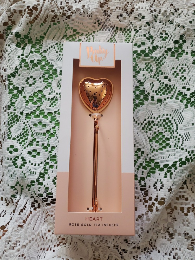 NEW Pinky Up Heart Shaped Rose Gold Tea Infuser