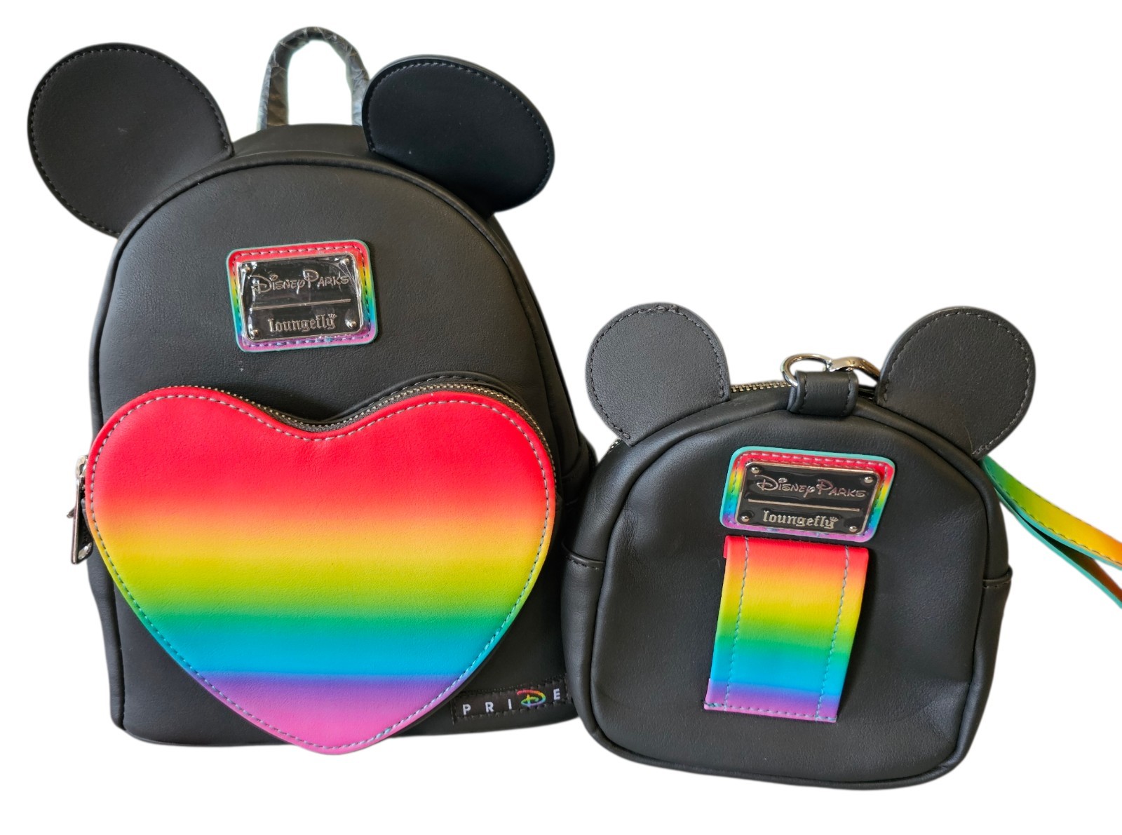 Disney Parks Loungefly Pride Collection Pair Mickey Mini Backpack Rainbow Heart