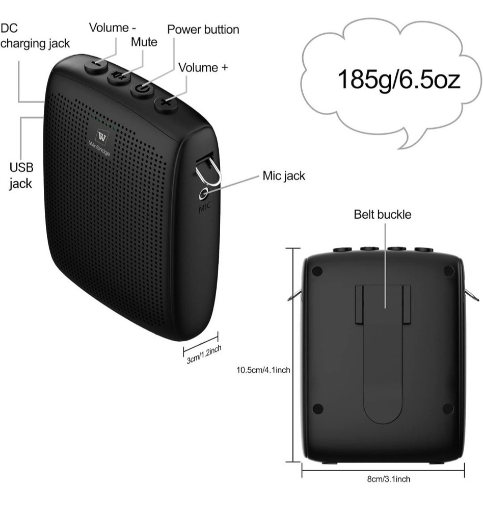 WinBridge Bluetooth Voice Amplifier for Teachers, Wireless Voice Amplifier