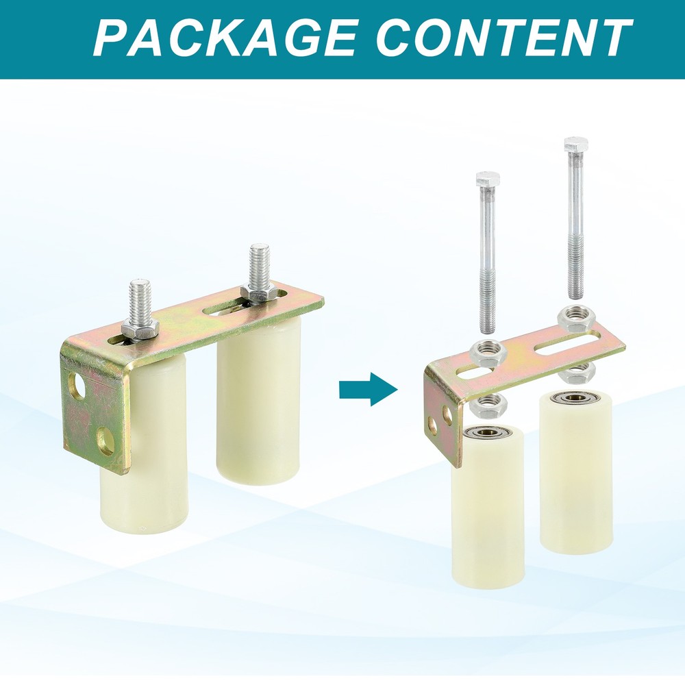 2Set Slide Gate Guide Roller 3.9" Adjustable Nylon Rollers with Bracket, White