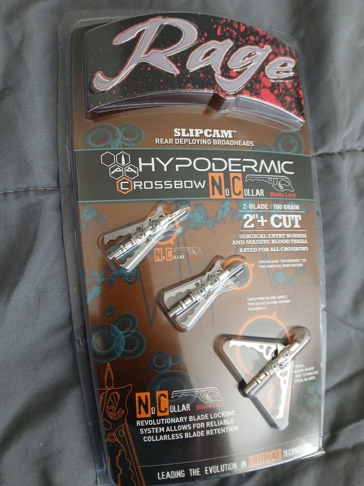 Rage Compound BowRear Deploying Broadheads Bow/ Crossbow X 2"+ Arrowhead Hunting