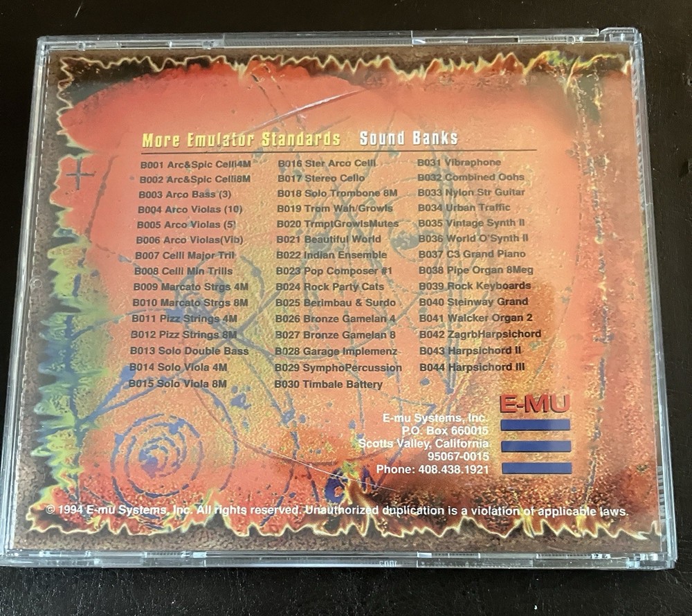 E-MU Systems Volume 2 More Emulator Standards Sound Library Sample CD-ROM