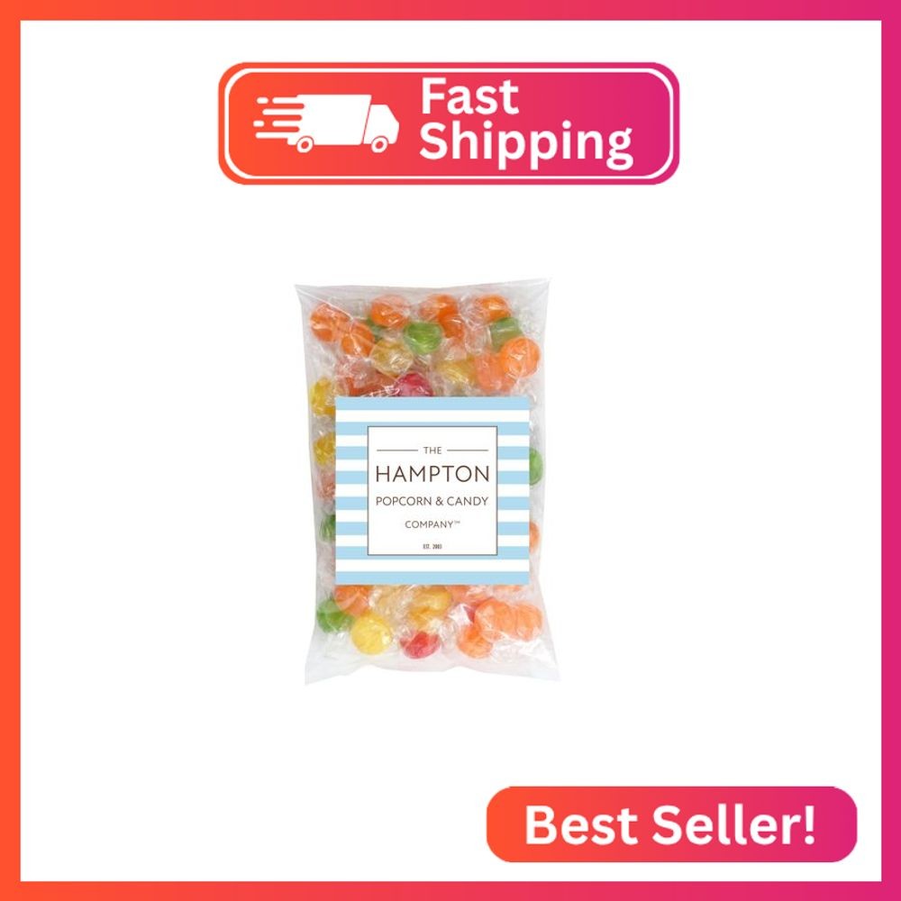 Assorted Fruit Hard Candy, 1 Pound Bulk Candy (Approx. 75 pcs.), Individually Wr