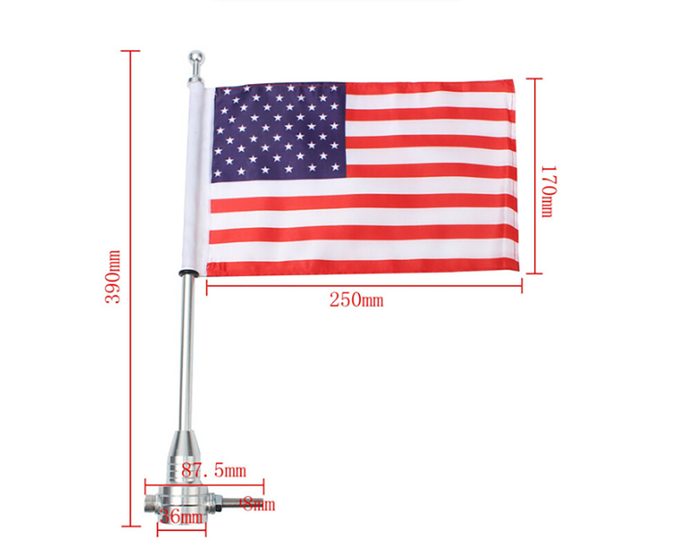 Chrome Motorcycle American USA Flag pole Luggage Rack Mount For Harley Touring