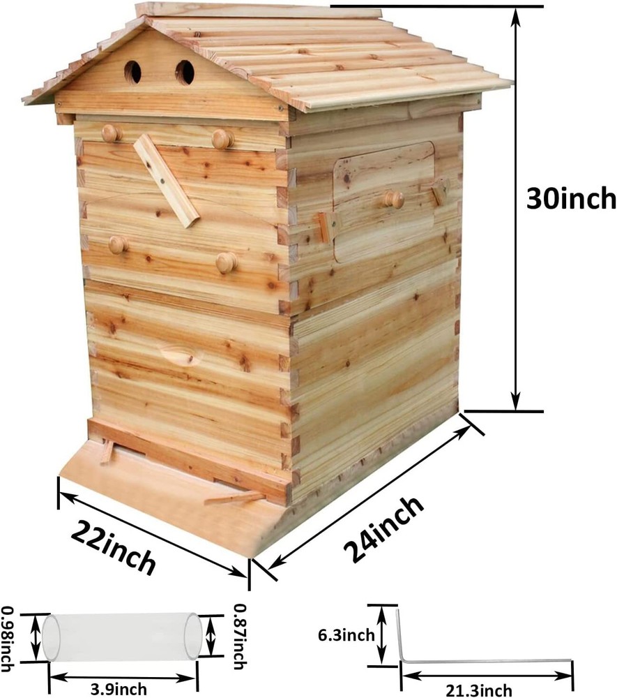 Auto Shed Bee Hive House Waxed Beekeeping Boxes Beehives &7 Plastic Bee Frames