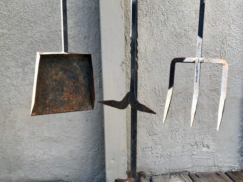 Heavy Duty Wrought Iron Fireplace Tool Set