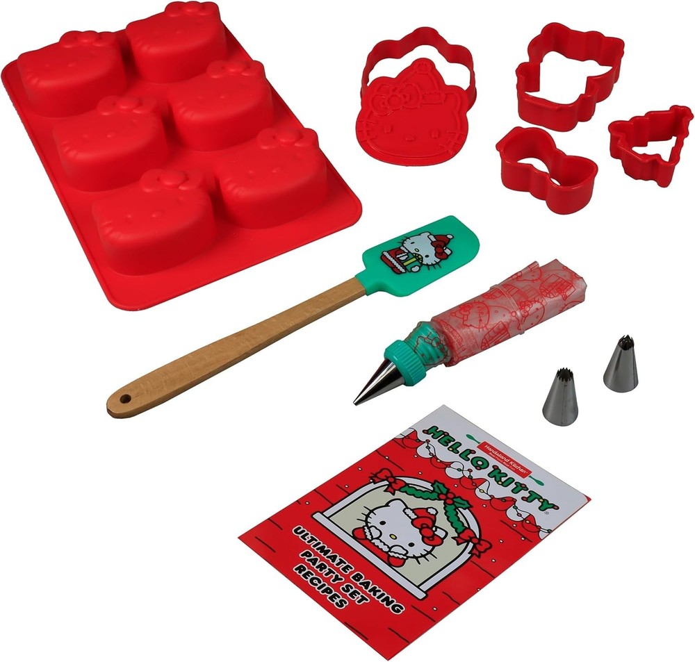 Handstand Kitchen Hello Kitty Ultimate Holiday Baking Set, Red & Green