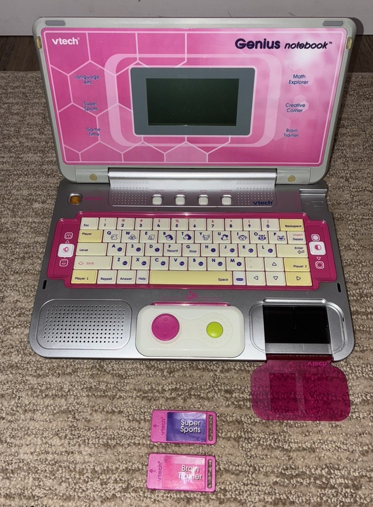 Pink Genius Notebook Computer Toy Learning Games Brain Math Works!