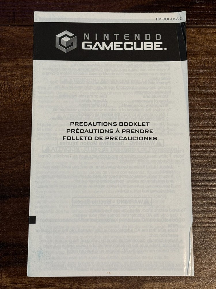 Precautions Booklet Nintendo Gamecube Instruction Manual Only