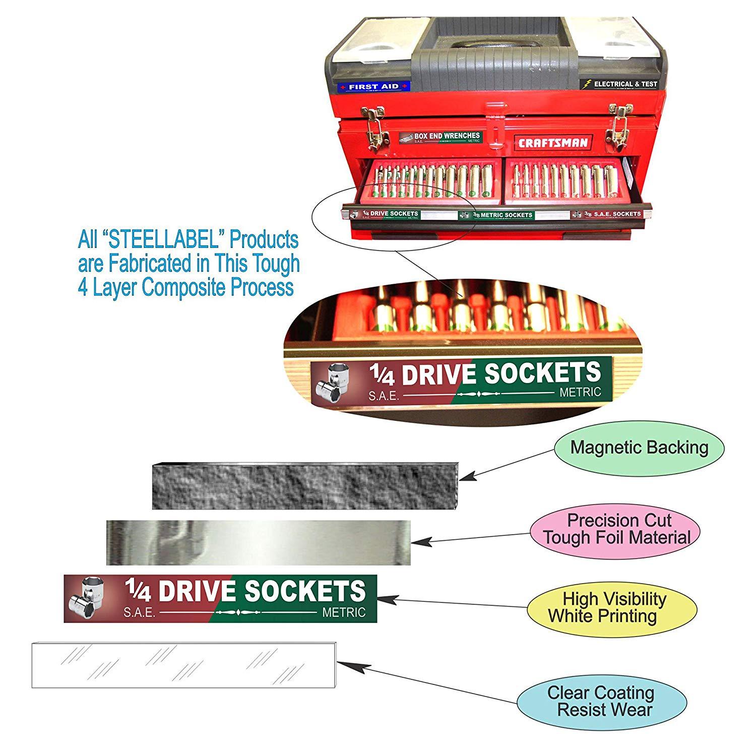 Ultimate Blue Magnetic TOOLBOX LABELS fits all tool chest & cabinets