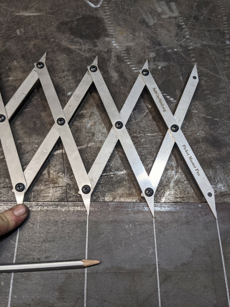 Picket Master Pro 12 point the equal spacing layout tool. Stainless steel pro