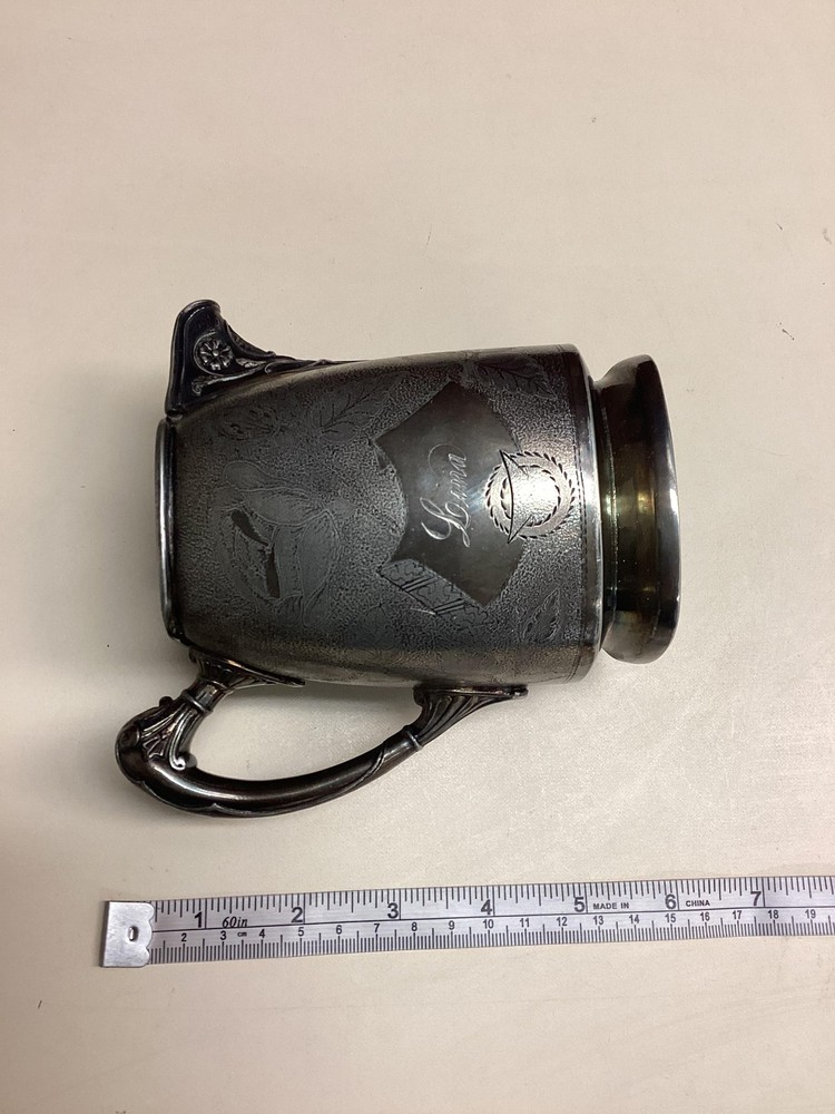 Vintage Reed & Barton Silverplate Milk Pitcher Lina Engraved Floral Etched USA