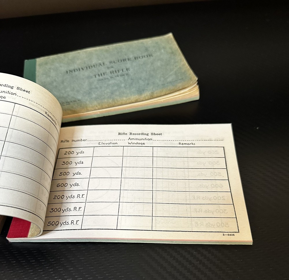 Rifle Individual Score Book dated April 10, 1926 Government Printing Office