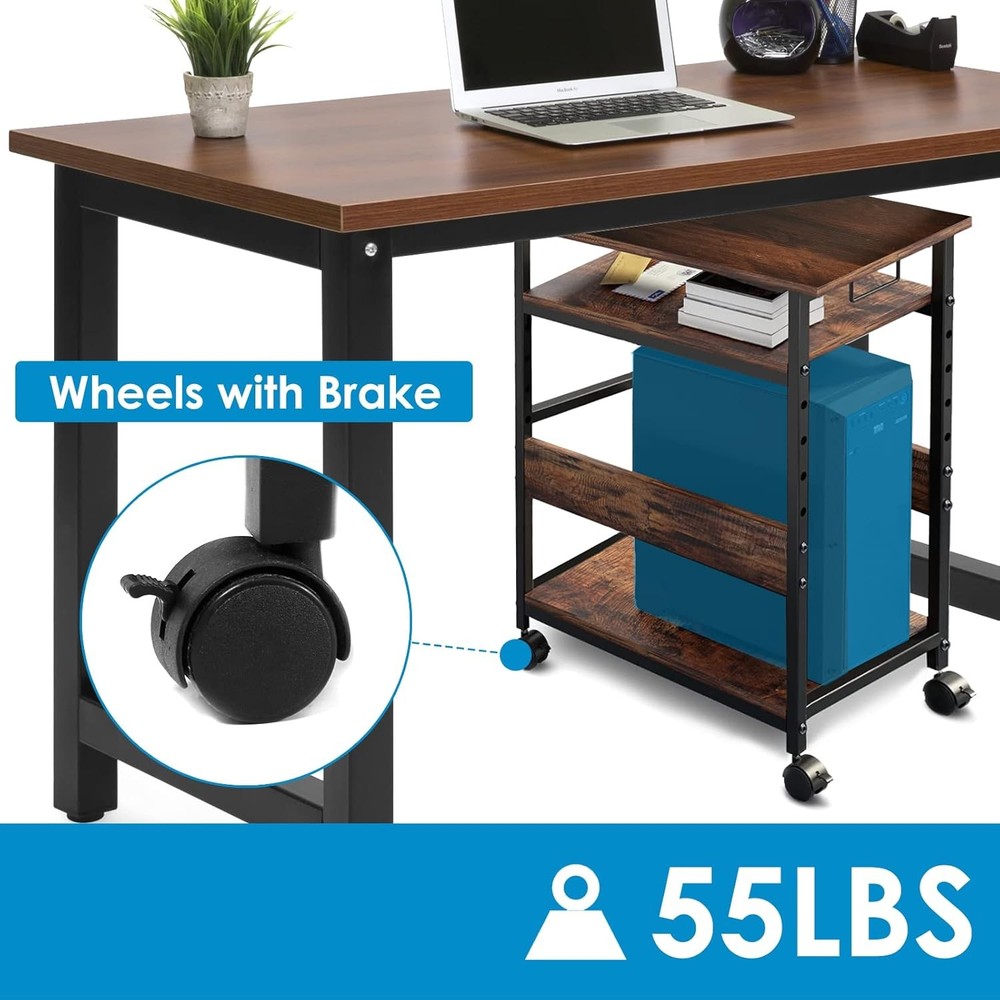 TooCust Computer Tower Stand Under Desk, and Rustic Brown