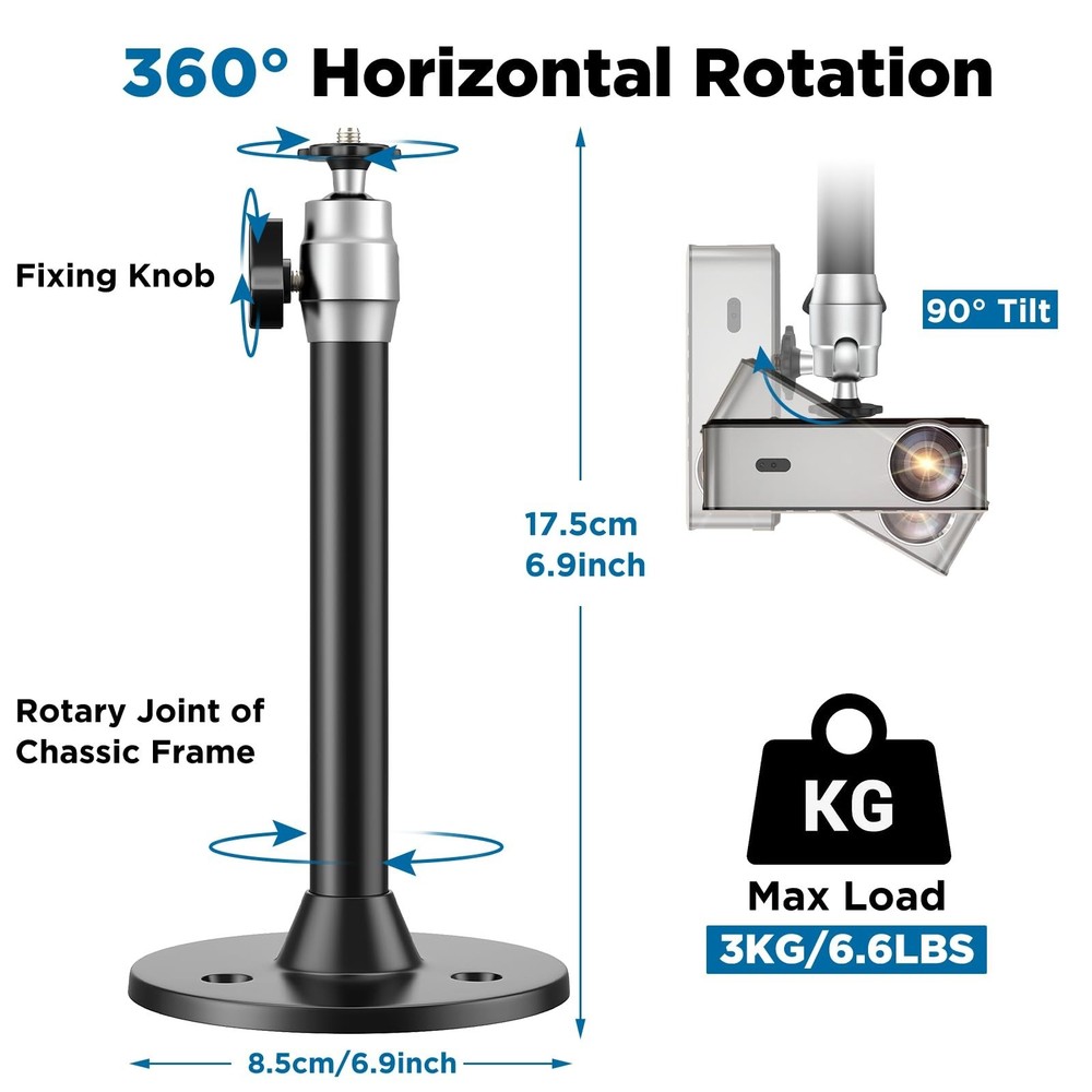 Mini Ceiling Projector Mount Bracket - Adjustable Tilt & Swivel Hanging Proje...