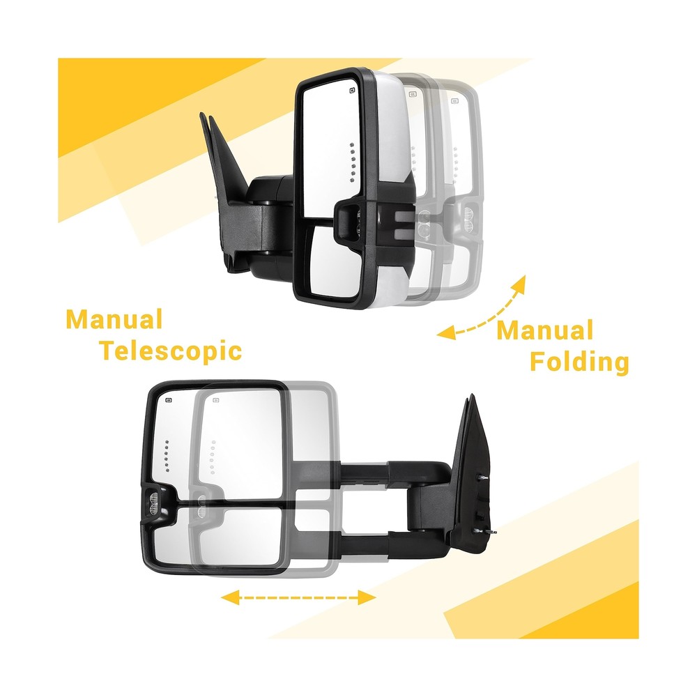 Towing Mirrors Chrome Switchback Turn Lights Compatible with 2003-2007 Chevy ...