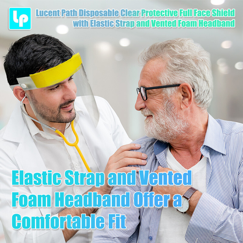 Lucent Path ANSI CE Clear Reusable Visor Face Shields With Adjustable Headband