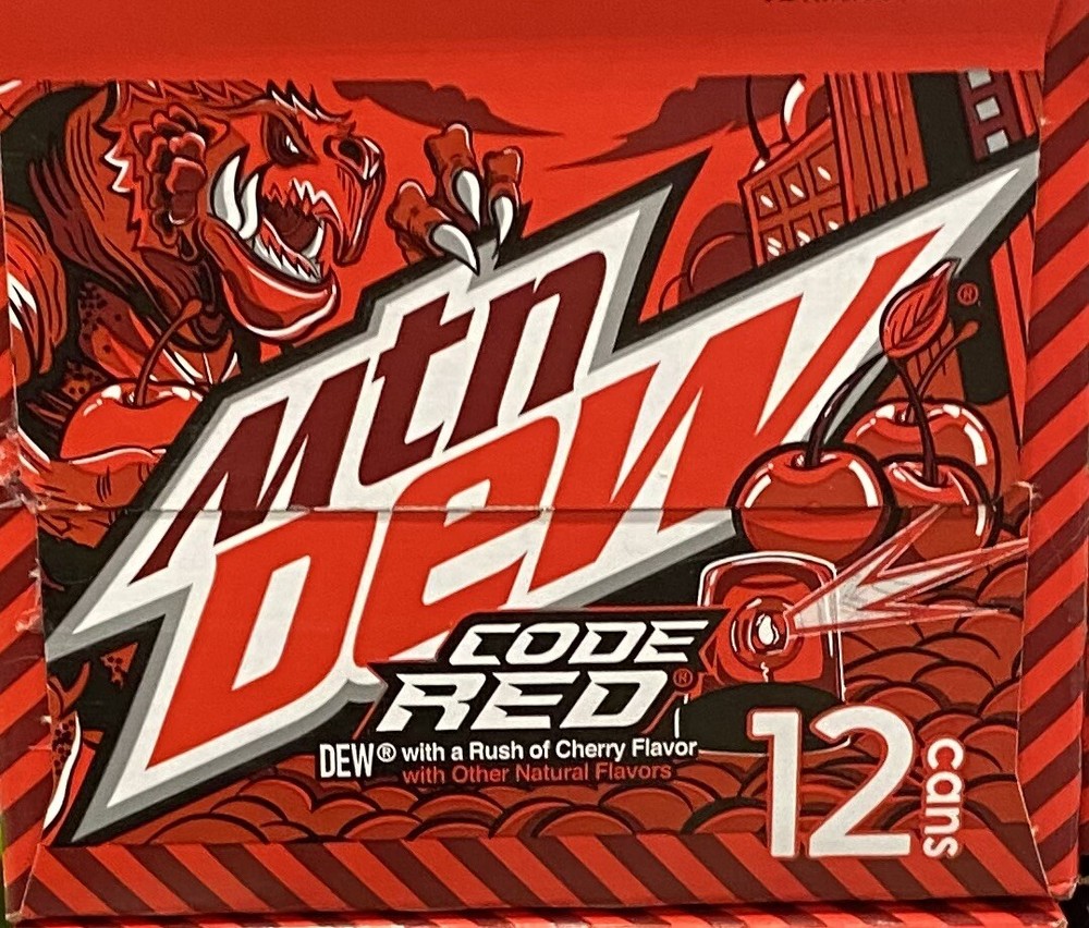 Mountain Dew Code Red Soda 12 Pack Mtn Dew
