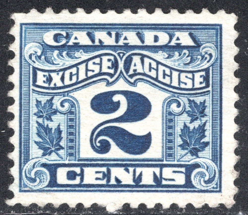 Canada Stamp Van Dam #FX36, 2c, Excise Tax, Two-Leaf, MLH