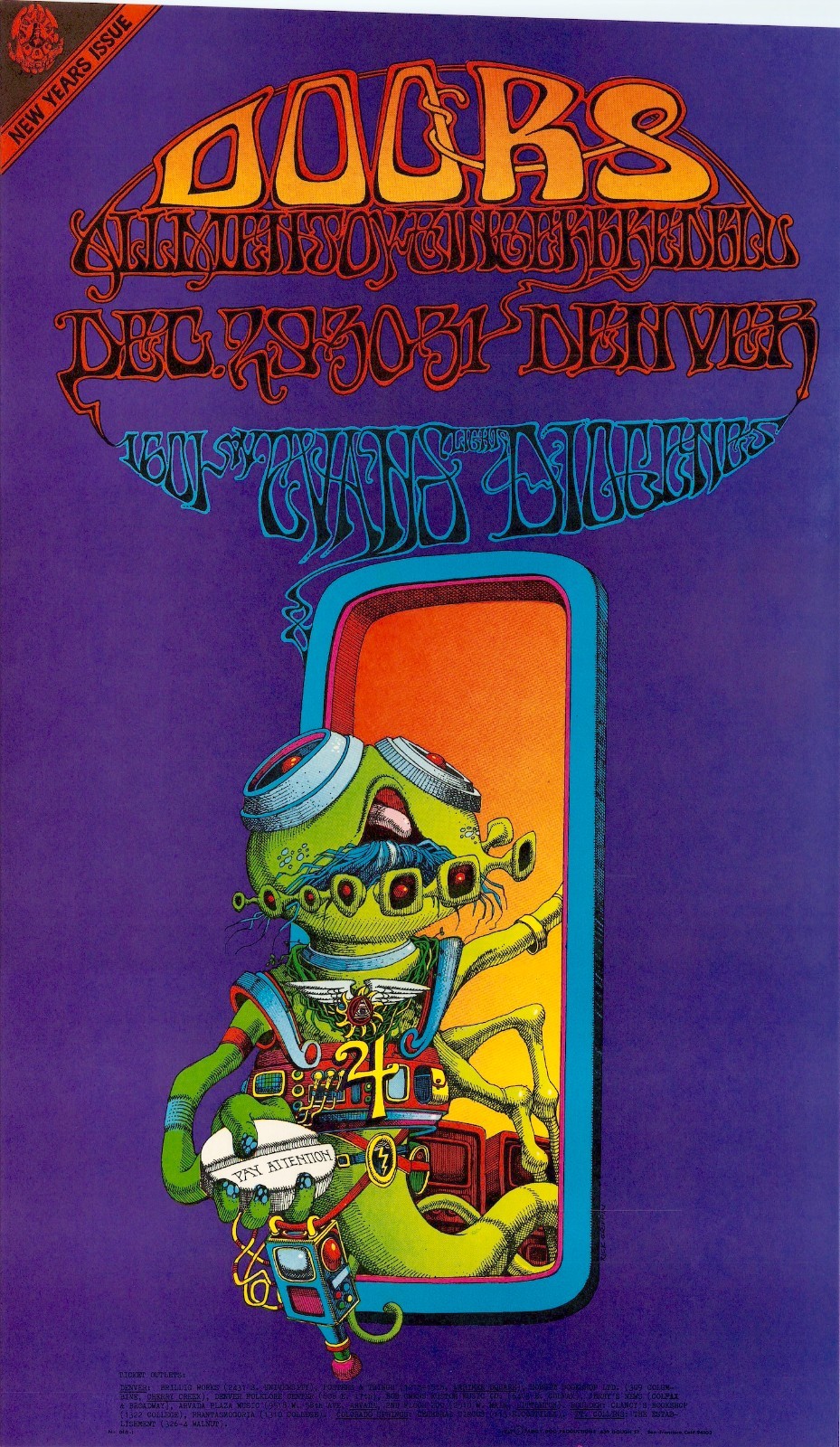 MINT The Doors Rick Griffin 1967 Family Dog Denver FD D18 New Years Poster