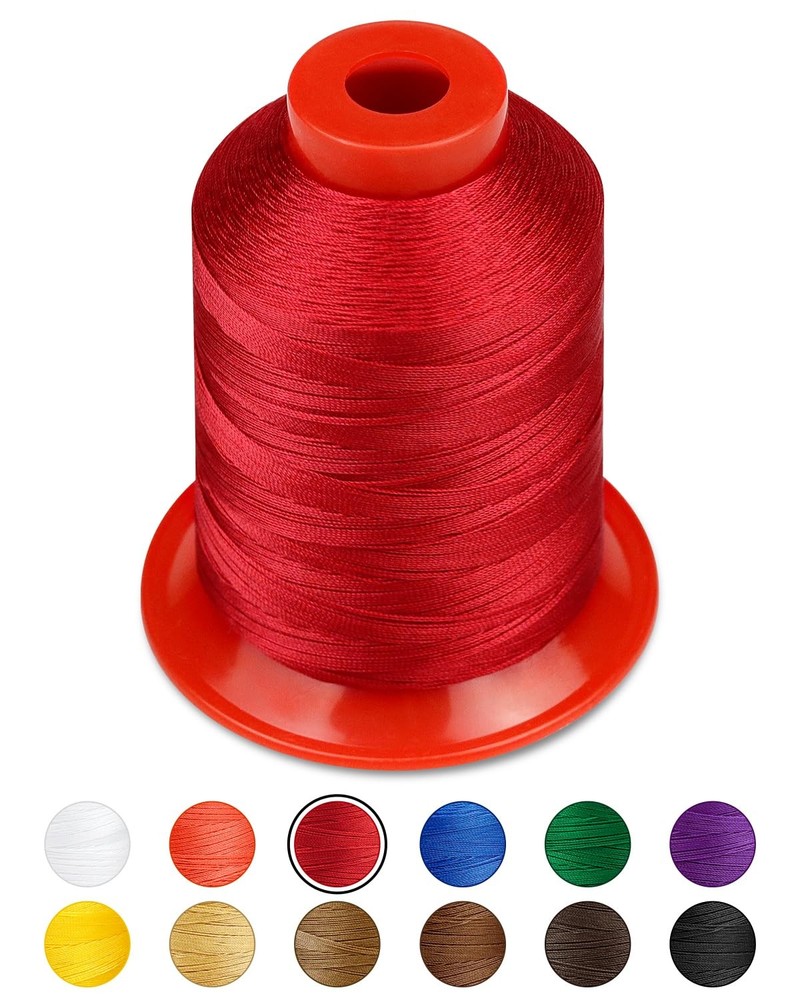 Extra Strong Upholstery ThreadRed 1000 Meters Bonded Nylon Thread for Denim L...