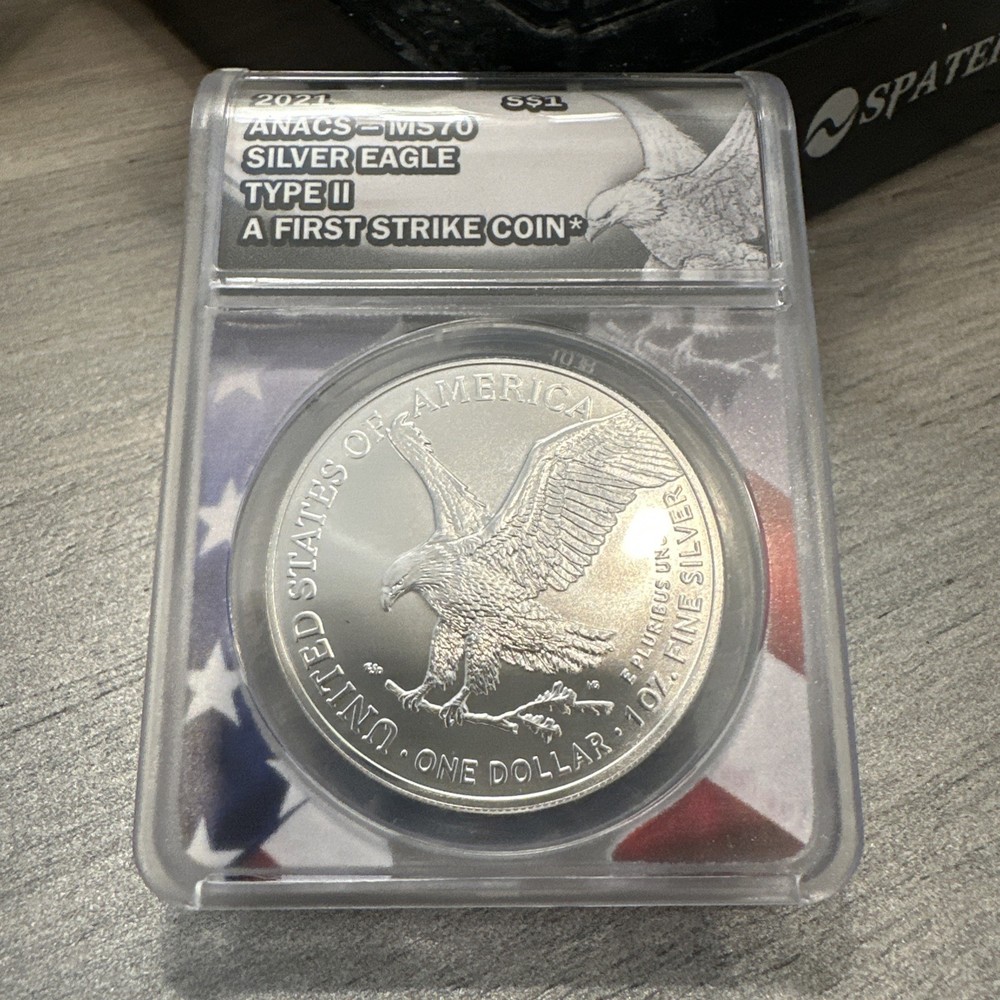 2021 American Silver Eagle Type 2 MS70 ANACS First Strike Perfect 70 ASE.  👣