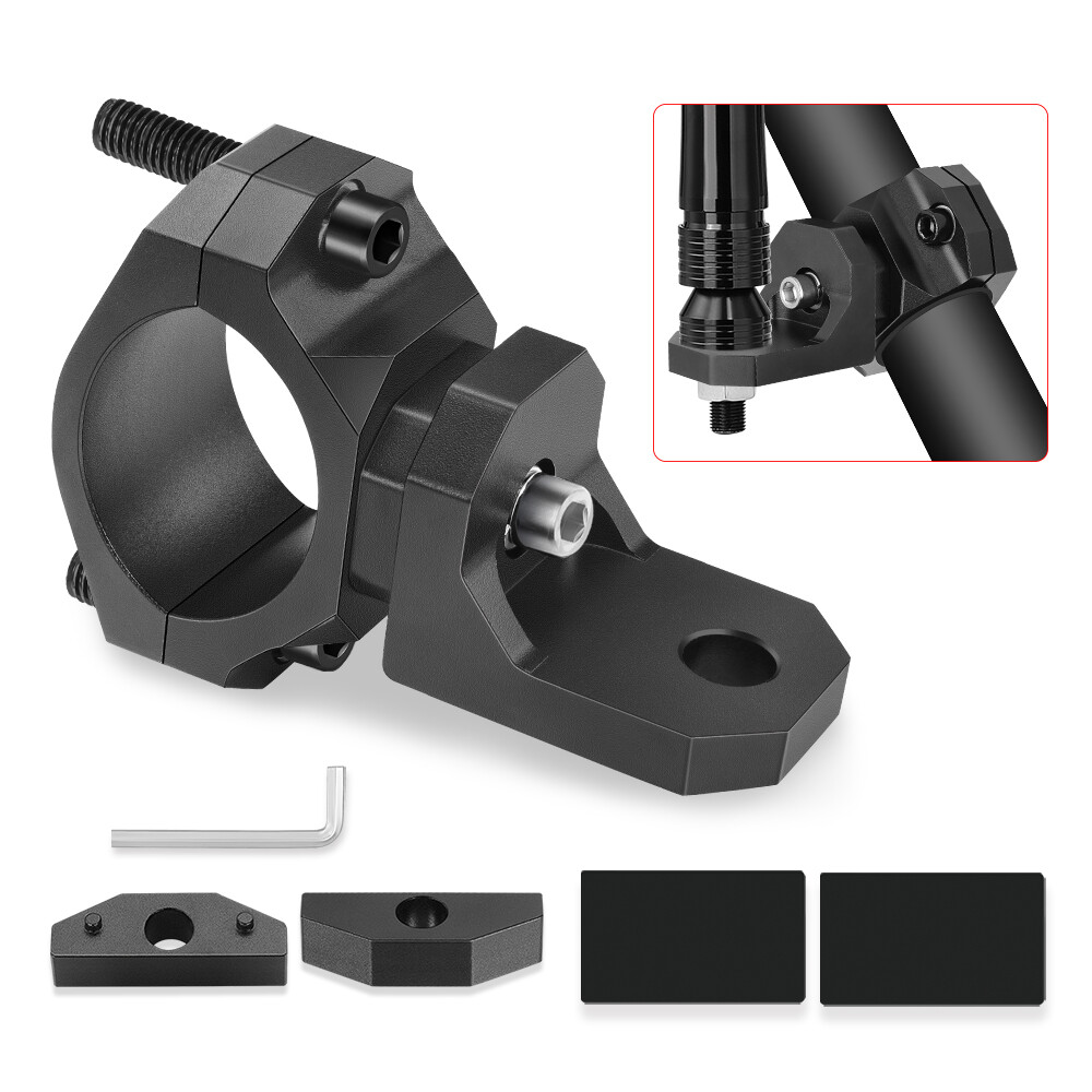 UTV Whip Light Mount Flag Bracket 360°Adjustable For 1.5"-2" Roll Bar Mounting