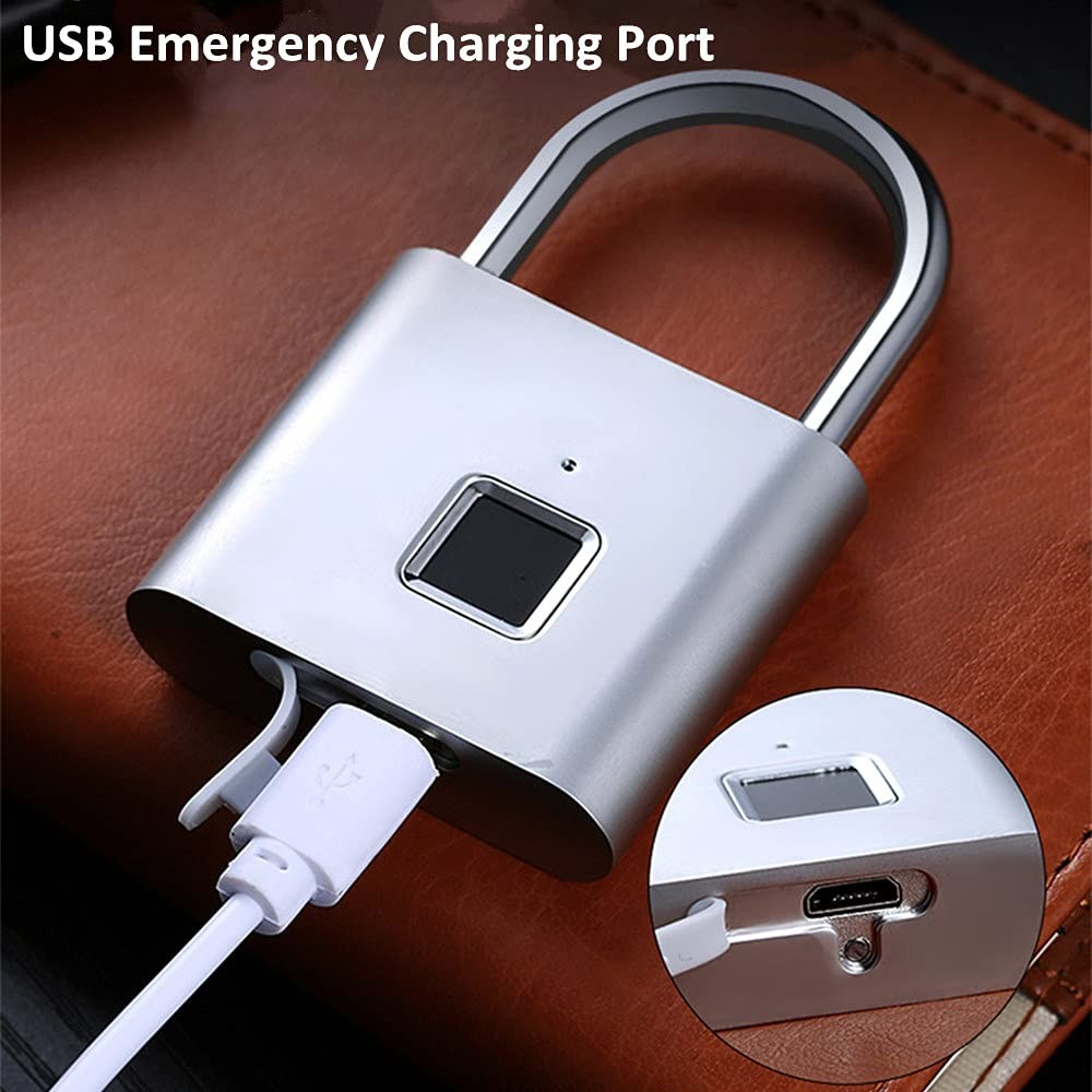 Fingerprint Padlock, USB Charging Waterproof Mini Smart Security Lock with No...
