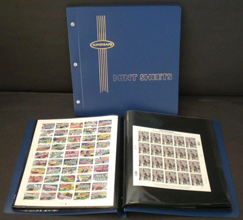 Supersafe Mint Sheet File - 32 Sheet Capacity BLUE includes 16 Pages MF2
