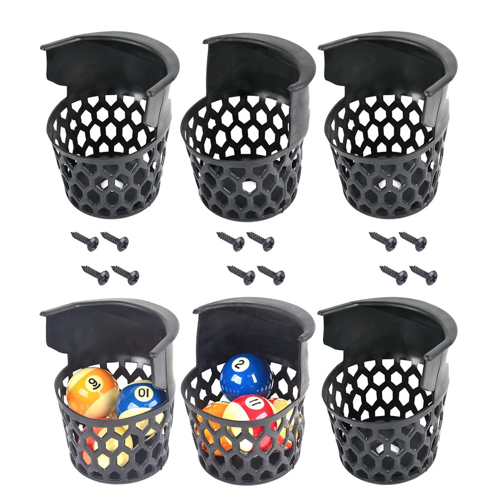 Pool Table Pockets Replacement Pockets for Billiard Table Set of 6 Plastic We...