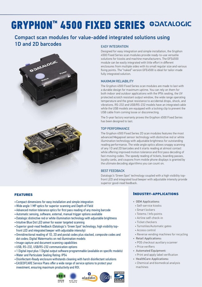 Datalogic GFS4500 Code Scanner USB 1D 2D QR Code Reader for Store Warehouse