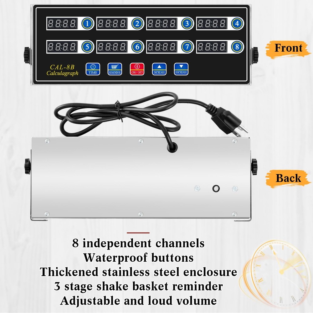 1 Pack Commercial 8 Channel Digital Kitchen Timer, Multi-Countdown Timer with...