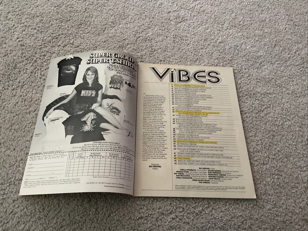 VIBES MAGAZINE 1978 LOT OF 3 KISS POSTER LED ZEPPELIN ROLLING STONES POSTER ROD