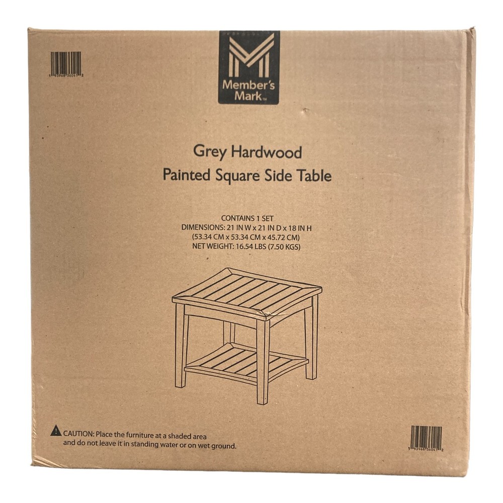 Members Mark FSC Eucalyptus Painted Square Side Table, Gray